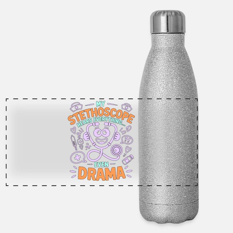 Nurse Practitioner My Stethoscope Hears Nursing Panoramic Glitter Thermal Bottle 500 ml