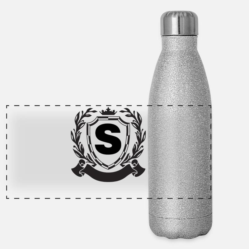Adel Monogramm Wappen mit Schild Krone Buchstabe S Panorama Glitzer Isolierflasche 500 ml
