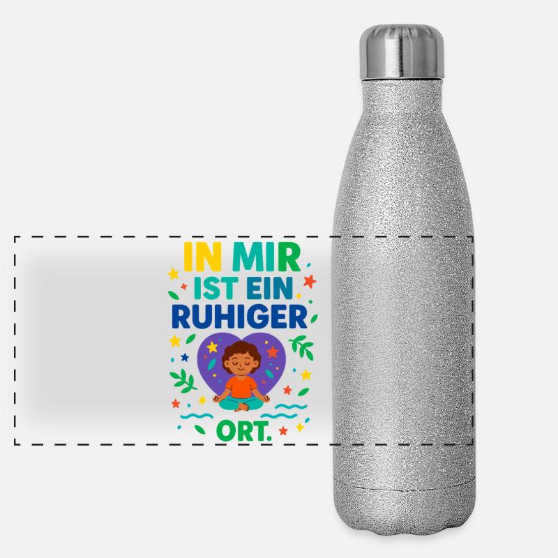 In mir ist ein ruhiger Ort – Achtsamkeit Panorama Glitzer Isolierflasche 500 ml