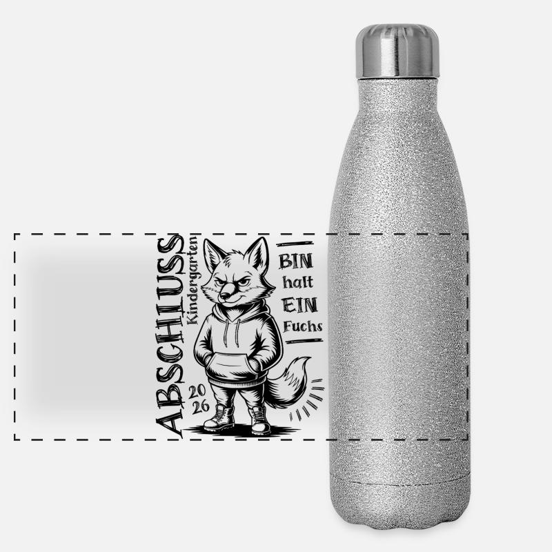 Abschluss 2026 Kindergarten - Bin halt ein Fuchs Panorama Glitzer Isolierflasche 500 ml