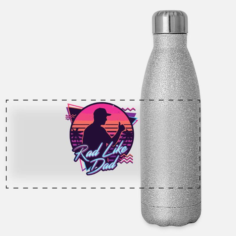 Rad comme papa design rétro néon Gourde isotherme panoramique pailletée 500 ml
