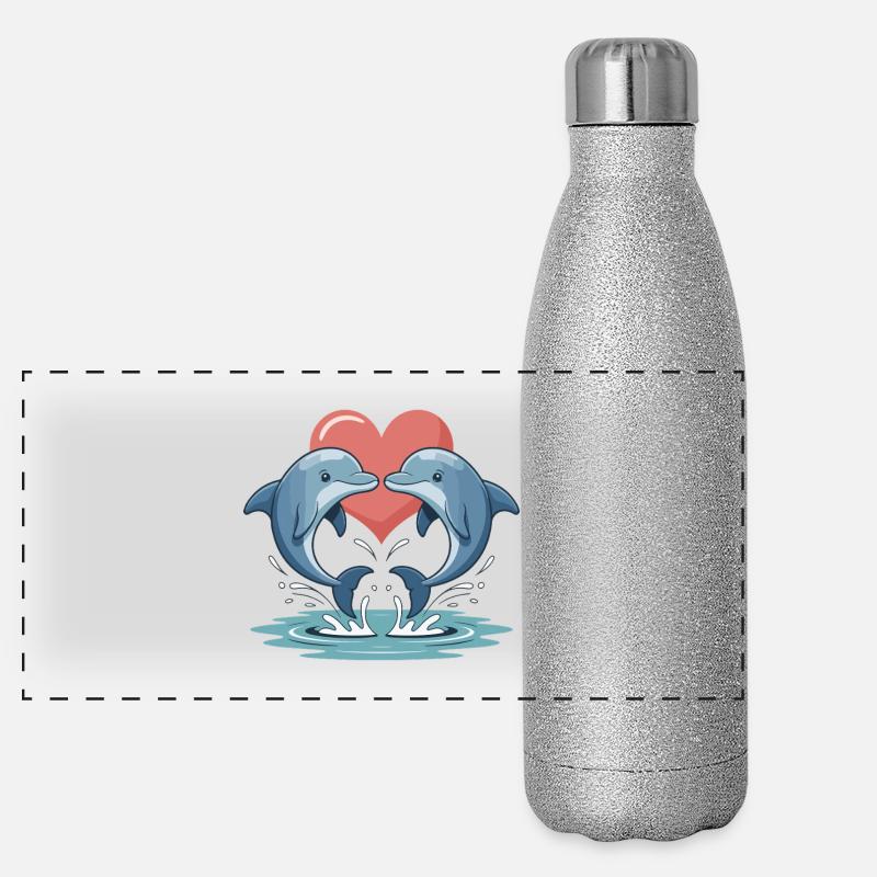 Delfin Paar Valentinstag Panorama Glitzer Isolierflasche 500 ml