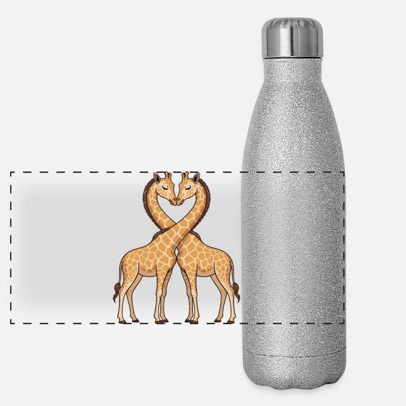 Heart-shaped giraffe duo Panoramic Glitter Thermal Bottle 500 ml