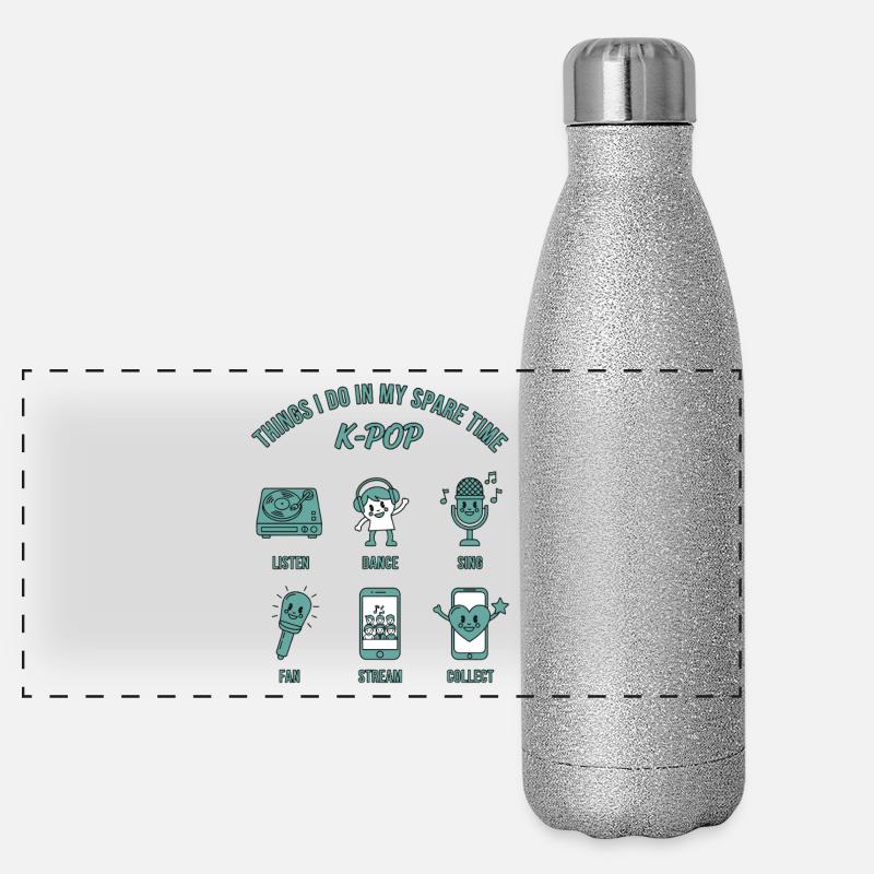 Dinge, die ich in meiner Freizeit tue, K-Pop-Musik Liebe Panorama Glitzer Isolierflasche 500 ml