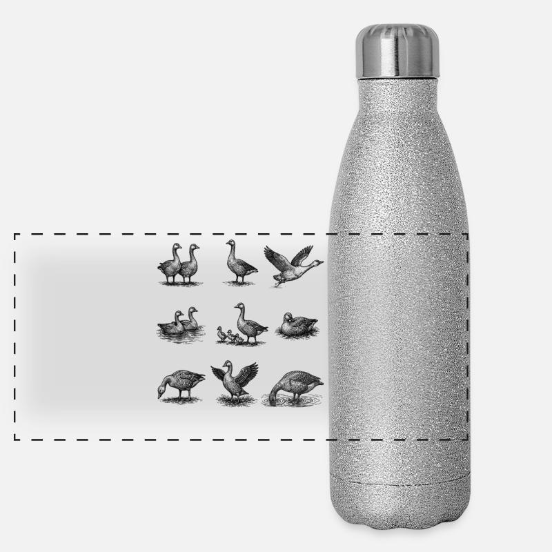 Goose Ensemble Vintage Engraving Panoramic Glitter Thermal Bottle 500 ml