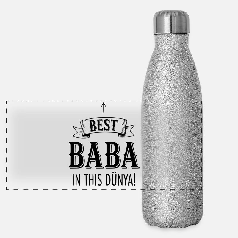 Best Baba in this Dünya - Bester Vater Geschenk Panorama Glitzer Isolierflasche 500 ml