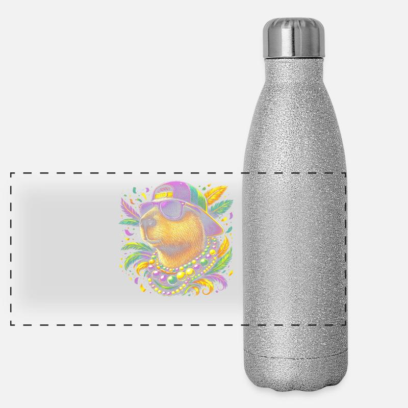 Biber im Partystil Farbenpracht Panorama Glitzer Isolierflasche 500 ml