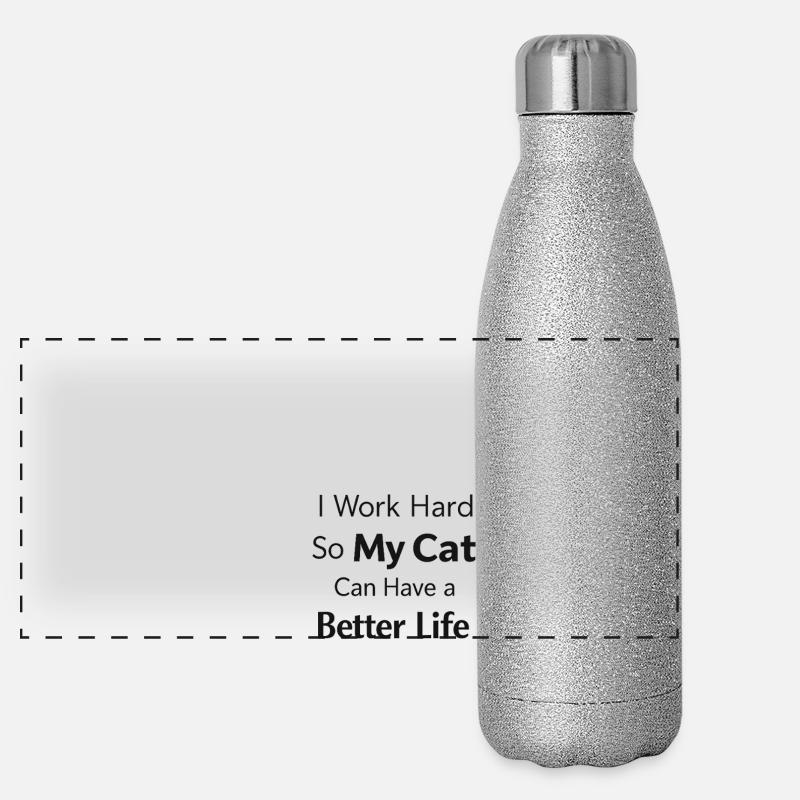 Je travaille dur pour que mon chat ait une vie de luxe Gourde isotherme panoramique pailletée 500 ml