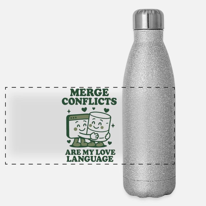 Merge-Konflikte sind meine Love Language | Git Panorama Glitzer Isolierflasche 500 ml
