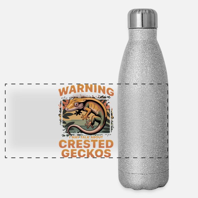 Gecko à crête reptile drôle Gourde isotherme panoramique pailletée 500 ml