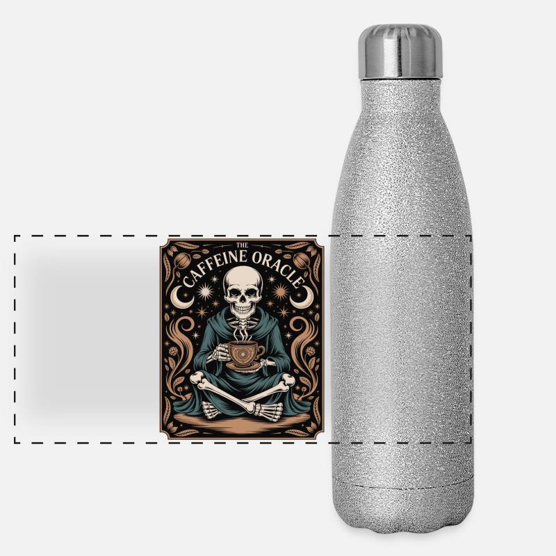 The Caffeine Oracle Skelett Kaffee Orakel Panorama Glitzer Isolierflasche 500 ml