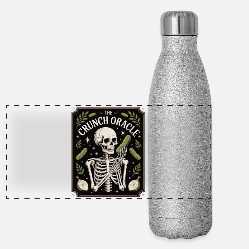 The Crunch Oracle Skeleton And Cucumbers Humor Panoramic Glitter Thermal Bottle 500 ml