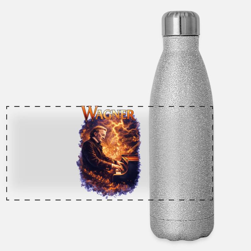 Fire at the Piano Portrait Panoramic Glitter Thermal Bottle 500 ml