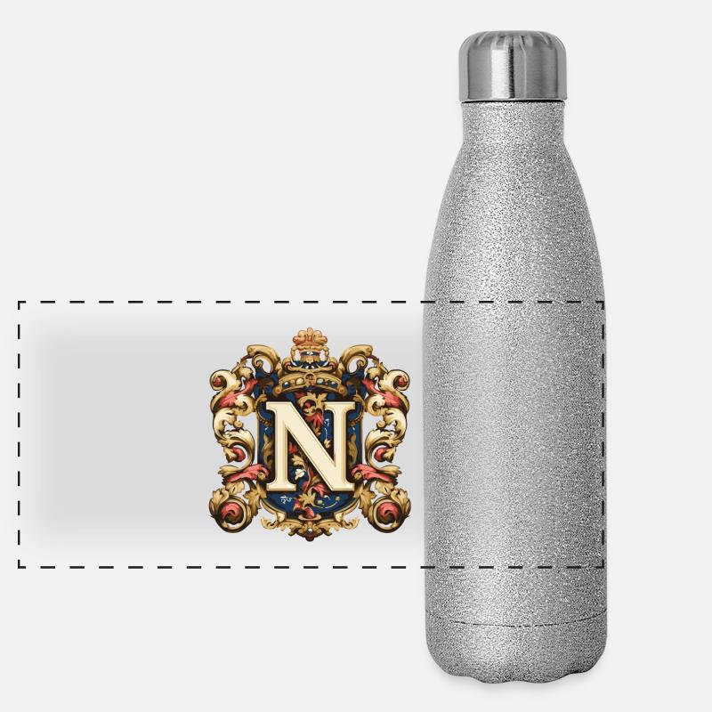 N Letter Name Crown Panoramic Glitter Thermal Bottle 500 ml