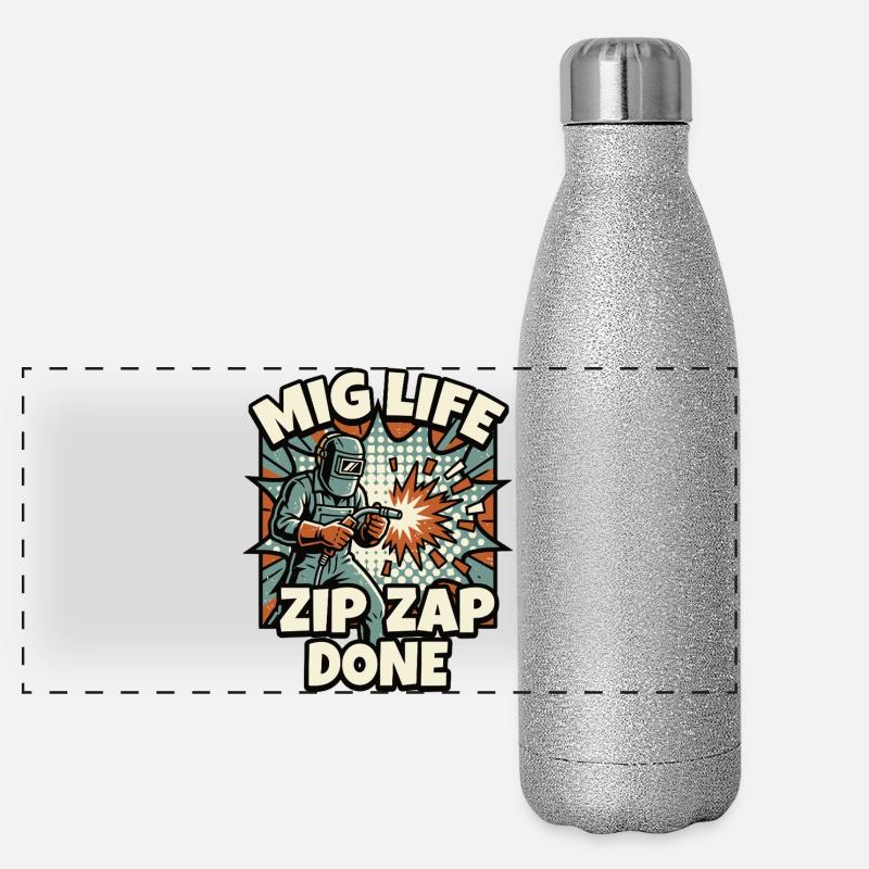 WELD MODE ZIP ZAP DONE Spruch Panorama Glitzer Isolierflasche 500 ml