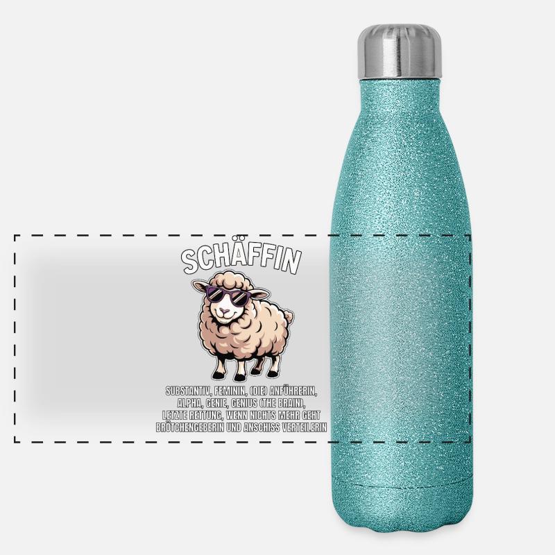 Schäffin - Alpha Schaf mit Sonnenbrille Panorama Glitzer Isolierflasche 500 ml