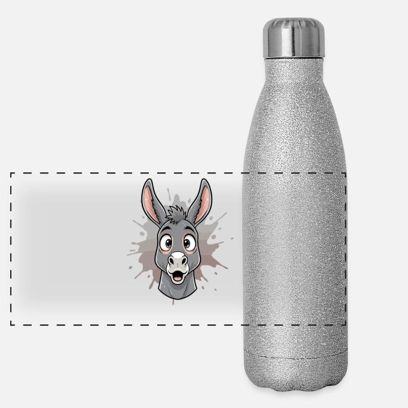 Cartoon Donkey in Spritz Splash Panoramic Glitter Thermal Bottle 500 ml