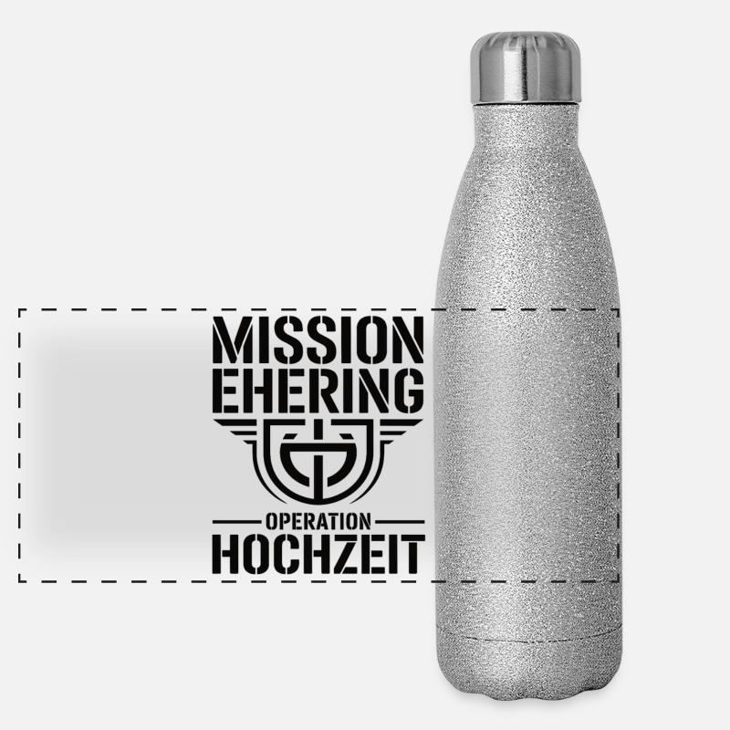 Mission Ehering – Operation Hochzeit Humor Panorama Glitzer Isolierflasche 500 ml