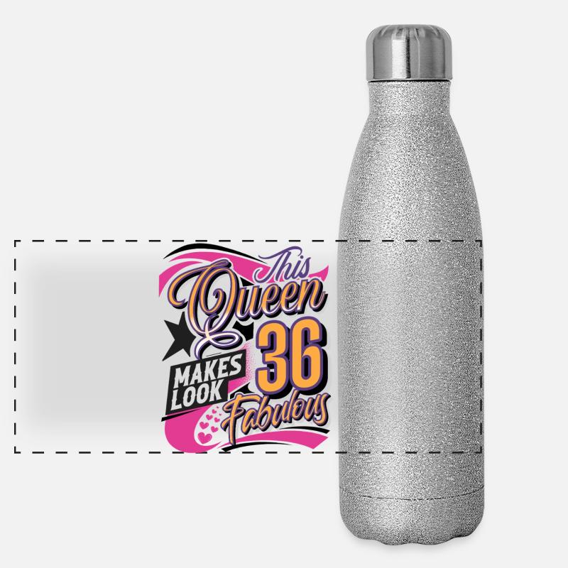 36th Birthday Queen Panoramic Glitter Thermal Bottle 500 ml