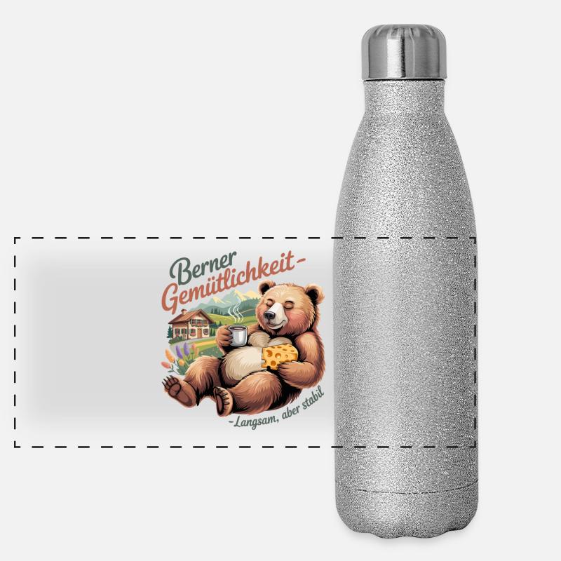  Berner Gemütlichkeit Langsam aber stabil Lustiger Panorama Glitzer Isolierflasche 500 ml