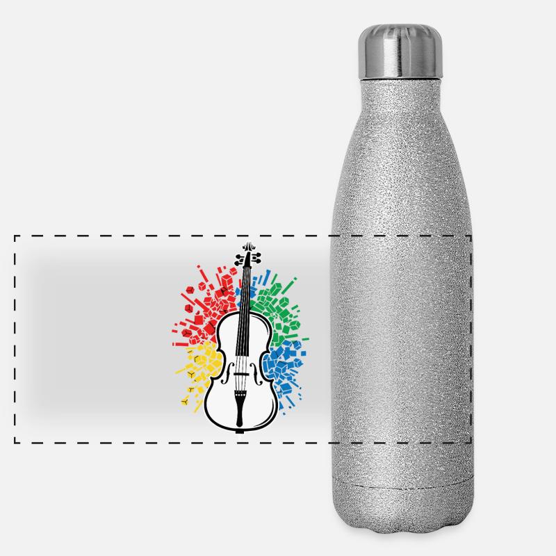 Cello Player Music Abstract Panoramic Glitter Thermal Bottle 500 ml