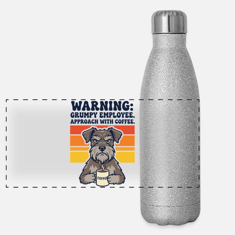 Warning Grumpy Employee Approach With Coffee Gourde isotherme panoramique pailletée 500 ml