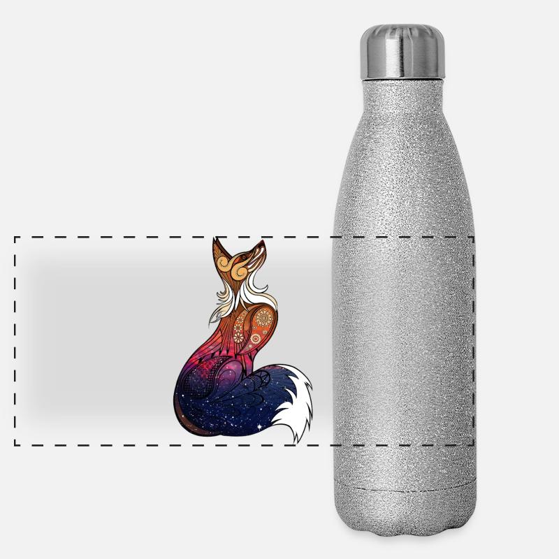 Cosmic Mandala Fox Panoramic Glitter Thermal Bottle 500 ml