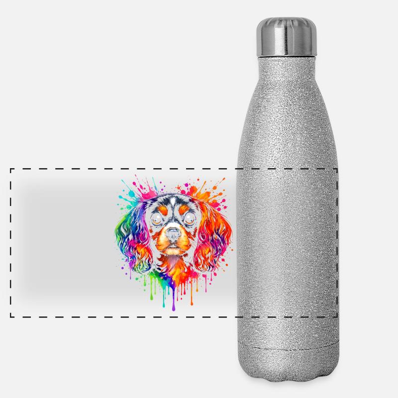 Cavalier King Charles | Spaniel Pop Art Panorama Glitzer Isolierflasche 500 ml