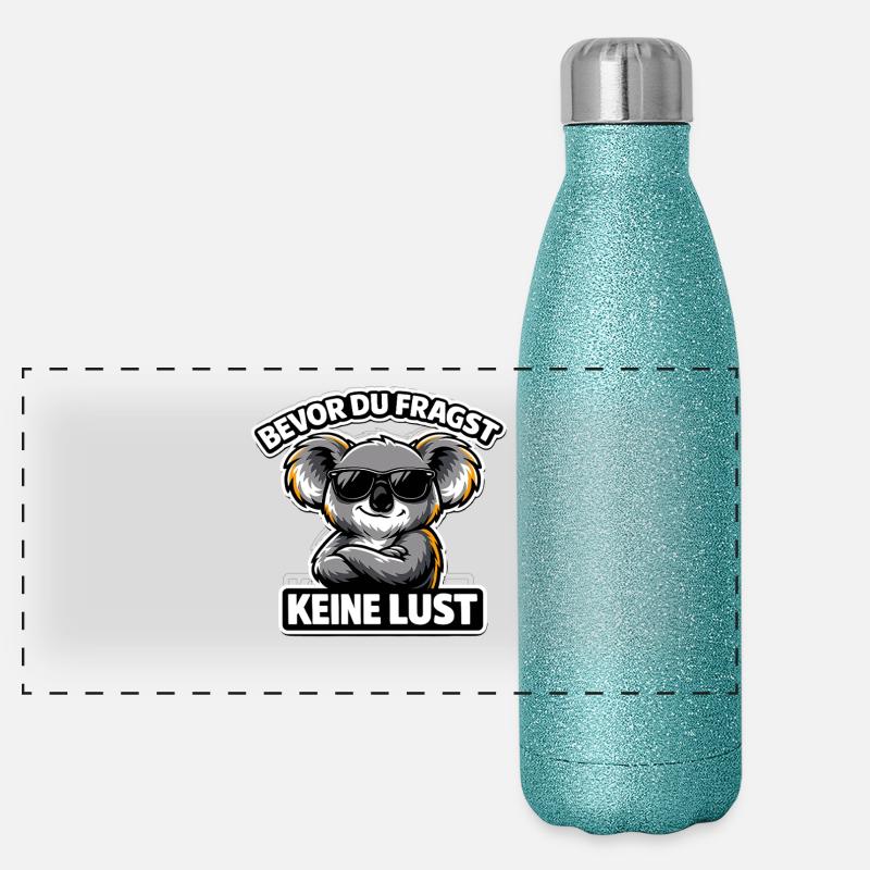 Bevor du fragst Keine Lust Koala Statement Panorama Glitzer Isolierflasche 500 ml