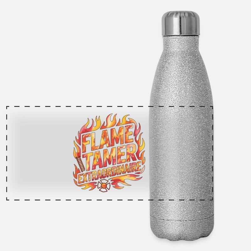 Fire Lieutenant Flame Tamer Fire Rescue Officer Panorama Glitzer Isolierflasche 500 ml