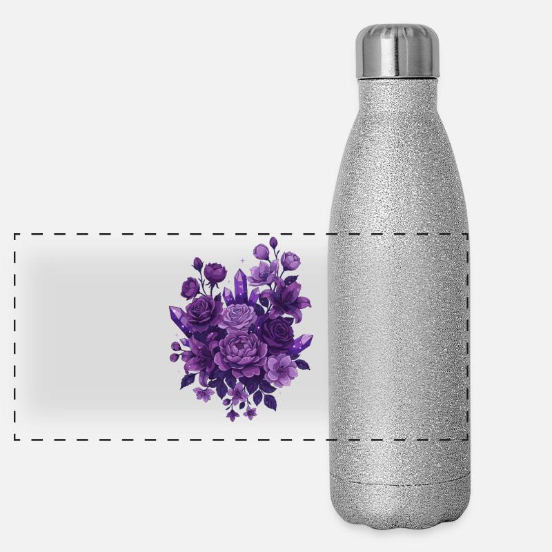 Violet Crystal Bouquet Panoramic Glitter Thermal Bottle 500 ml
