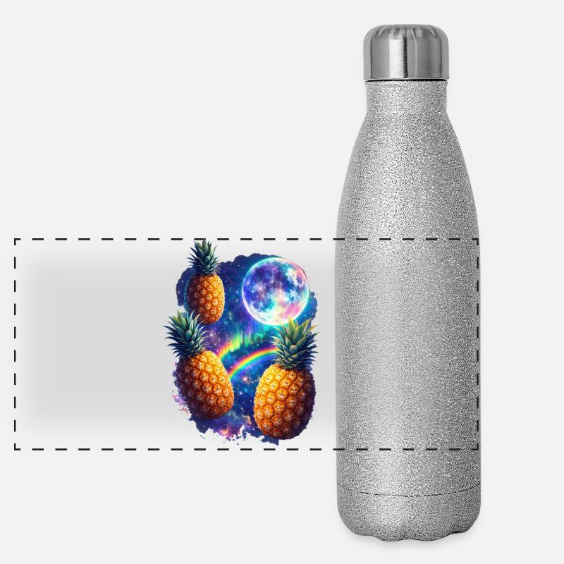 Kosmische Ananas All Panorama Glitzer Isolierflasche 500 ml