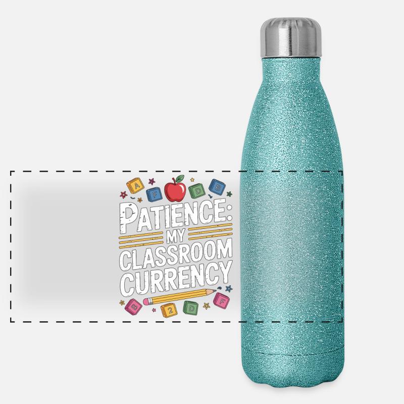 Elementary Teacher Patience My Teaching Career Panorama Glitzer Isolierflasche 500 ml