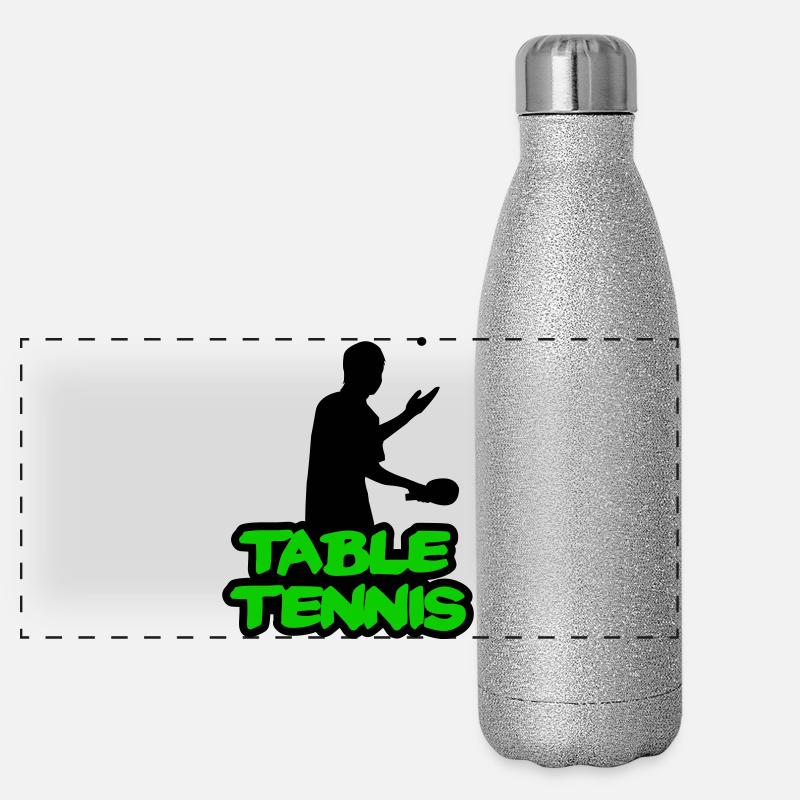 Lettrage graffiti néon de tennis de table Gourde isotherme panoramique pailletée 500 ml