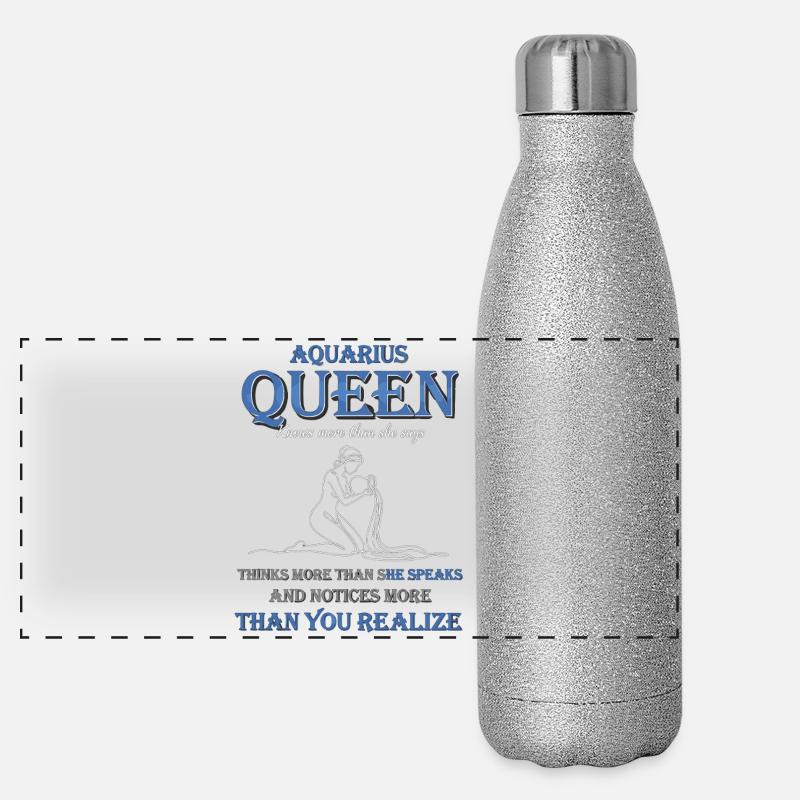 Aquarius Queen Sternzeichen Wassermann Panorama Glitzer Isolierflasche 500 ml