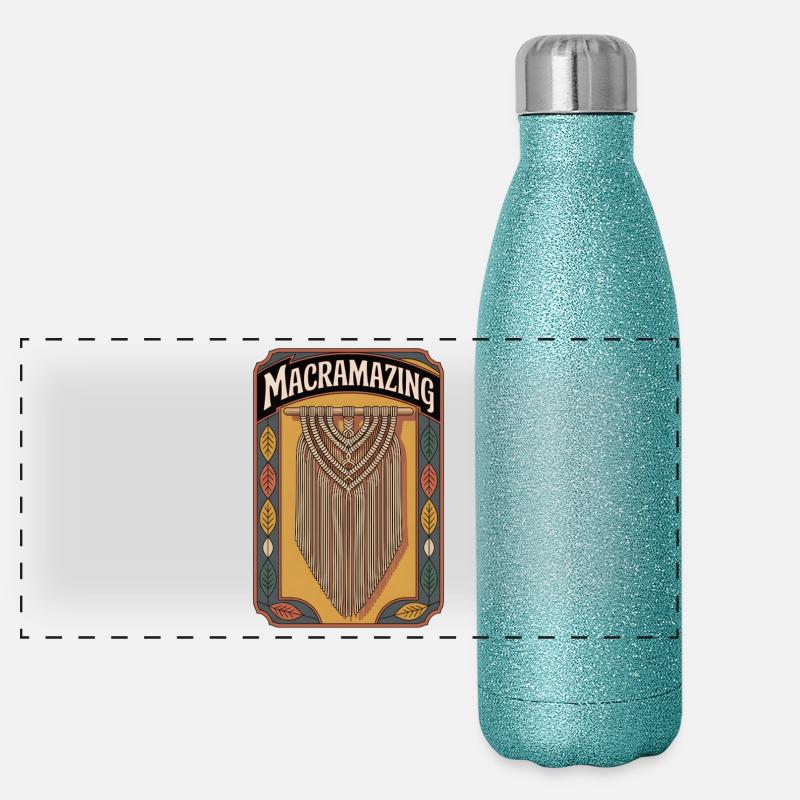 Macrame Awesome | Knot Art Boho Panoramic Glitter Thermal Bottle 500 ml