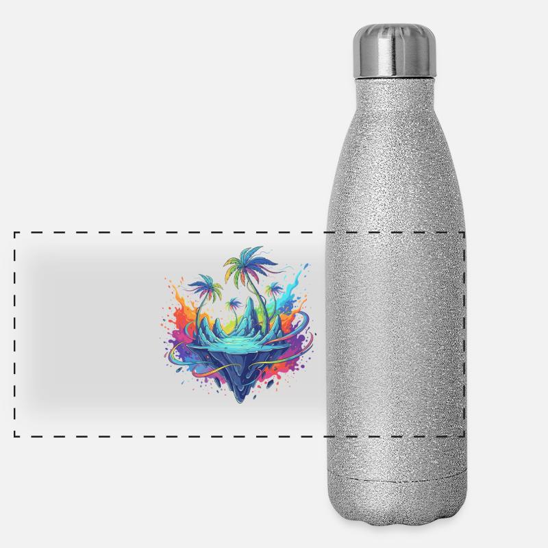 Tropisch Polar Inseltraum Panorama Glitzer Isolierflasche 500 ml