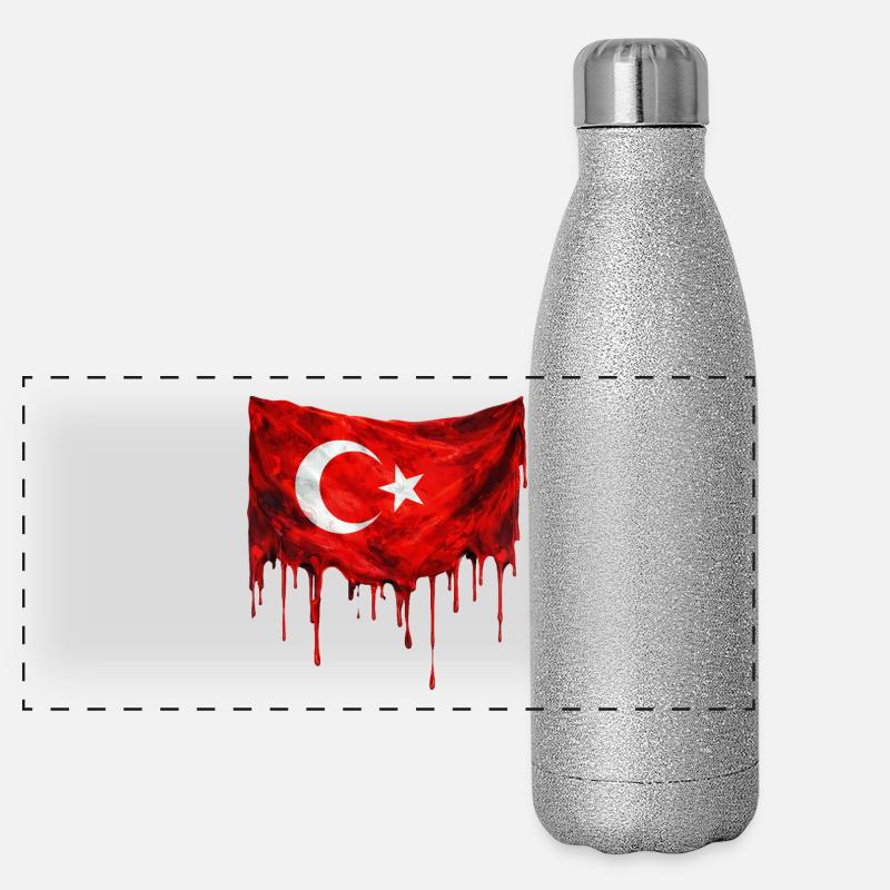 Dripping Turkey flag Panoramic Glitter Thermal Bottle 500 ml