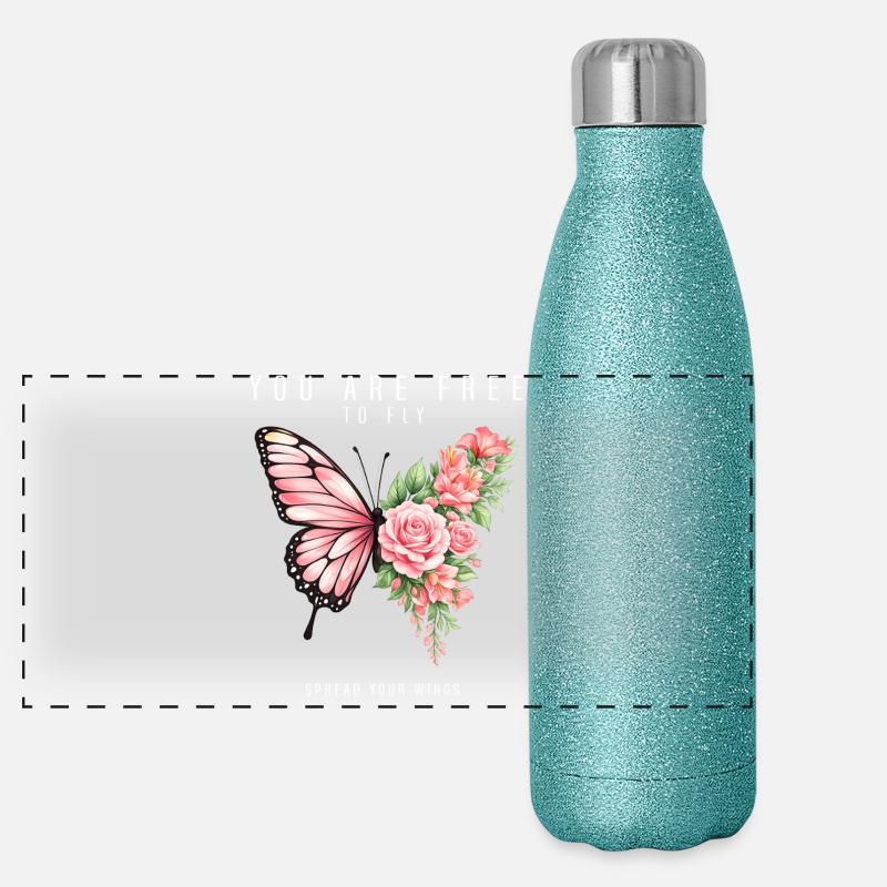 Graphique inspirant de fan papillon Gourde isotherme panoramique pailletée 500 ml