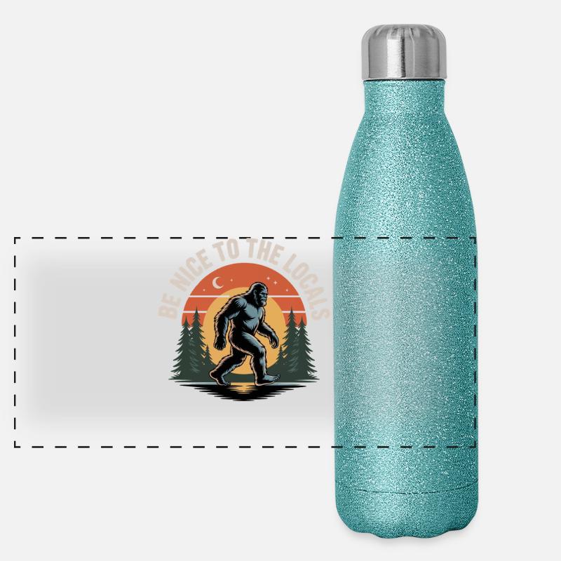 Bigfoot Sasquatch Yeti Cryptid Creatures Big Foot Panoramic Glitter Thermal Bottle 500 ml
