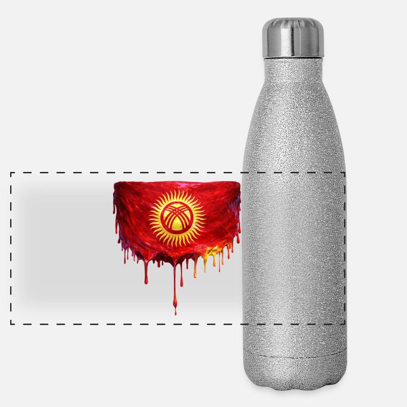 Kyrgyzstan Flag in Teardrop Style Panoramic Glitter Thermal Bottle 500 ml