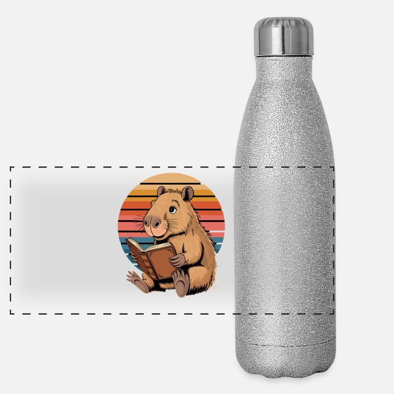 Lire Capybara Retro Sunset pour Gourde isotherme panoramique pailletée 500 ml