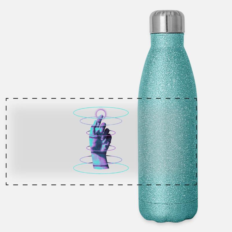 Techno Hand Hypnotic Rave DJ - Techno Music Panoramic Glitter Thermal Bottle 500 ml