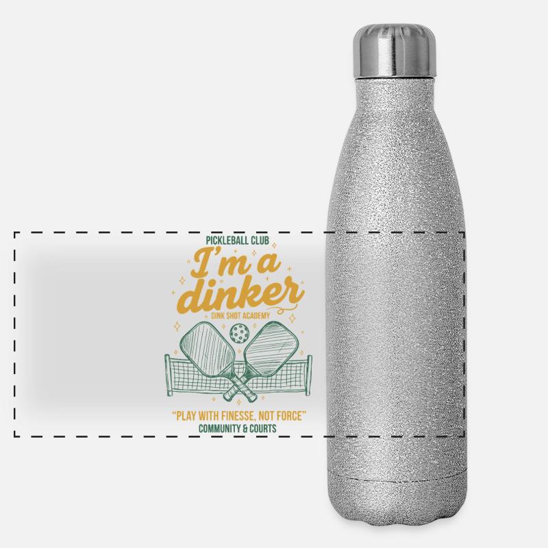 Pickleball-Witzbold Ich bin ein Dinker-Liebling Panorama Glitzer Isolierflasche 500 ml