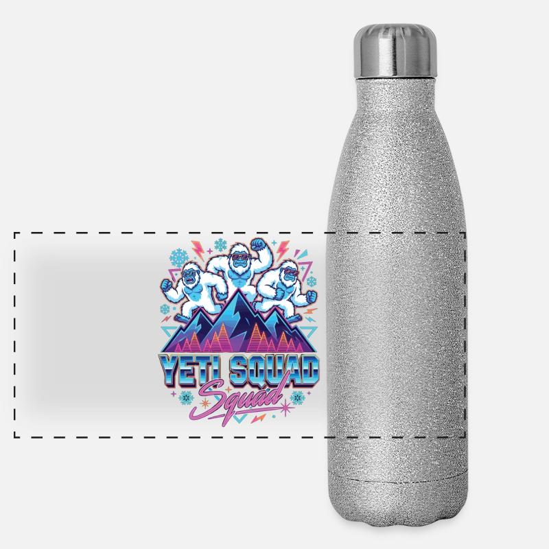 Yeti Squad Ski Snowboard Winter Panorama Glitzer Isolierflasche 500 ml