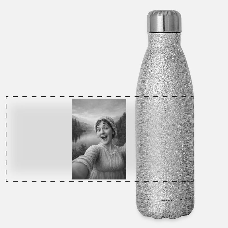Jane Austen Selbstporträt Panorama Glitzer Isolierflasche 500 ml