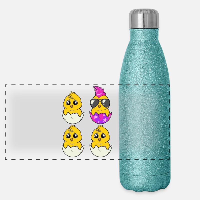 Motif drôle de Pâques Cool Punk Be Different Gourde isotherme panoramique pailletée 500 ml