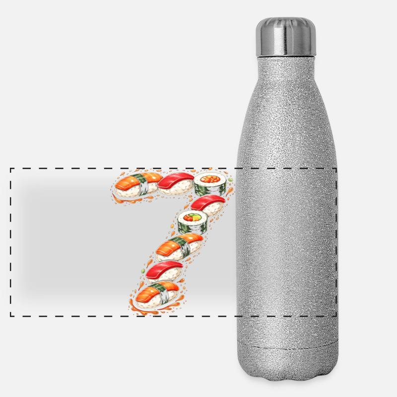 Sushi Fragezeichen Panorama Glitzer Isolierflasche 500 ml