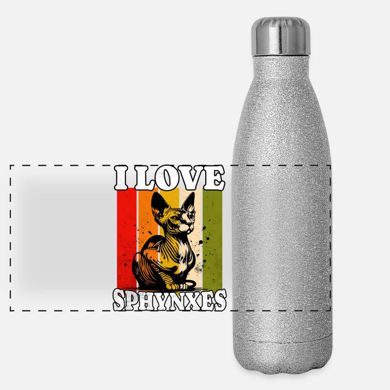 I Love Sphynx Cat Panoramic Glitter Thermal Bottle 500 ml