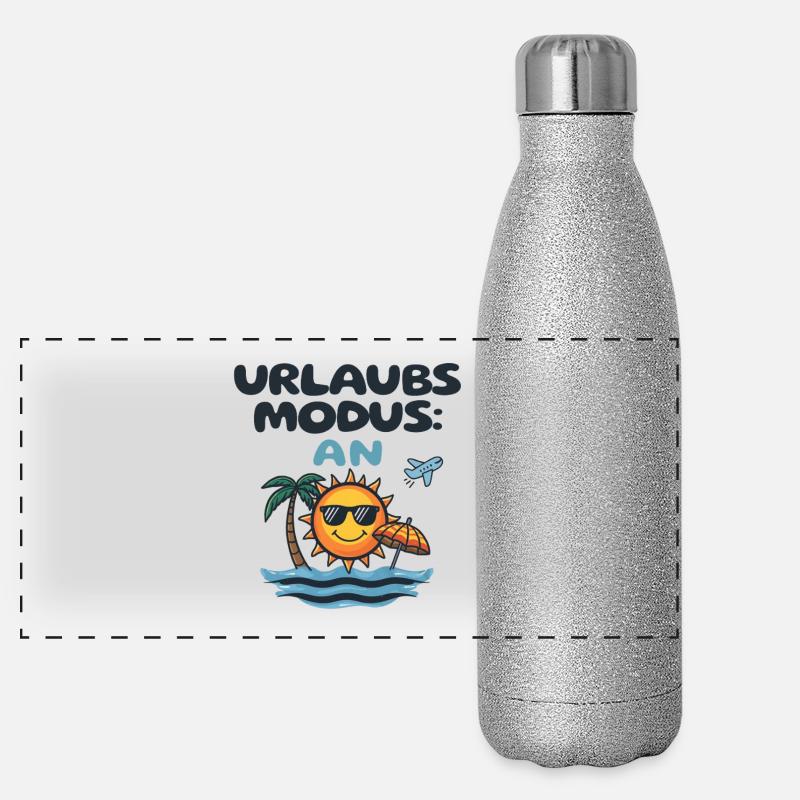 Urlaubmodus An Strand Sonne Meer Outfit Panorama Glitzer Isolierflasche 500 ml